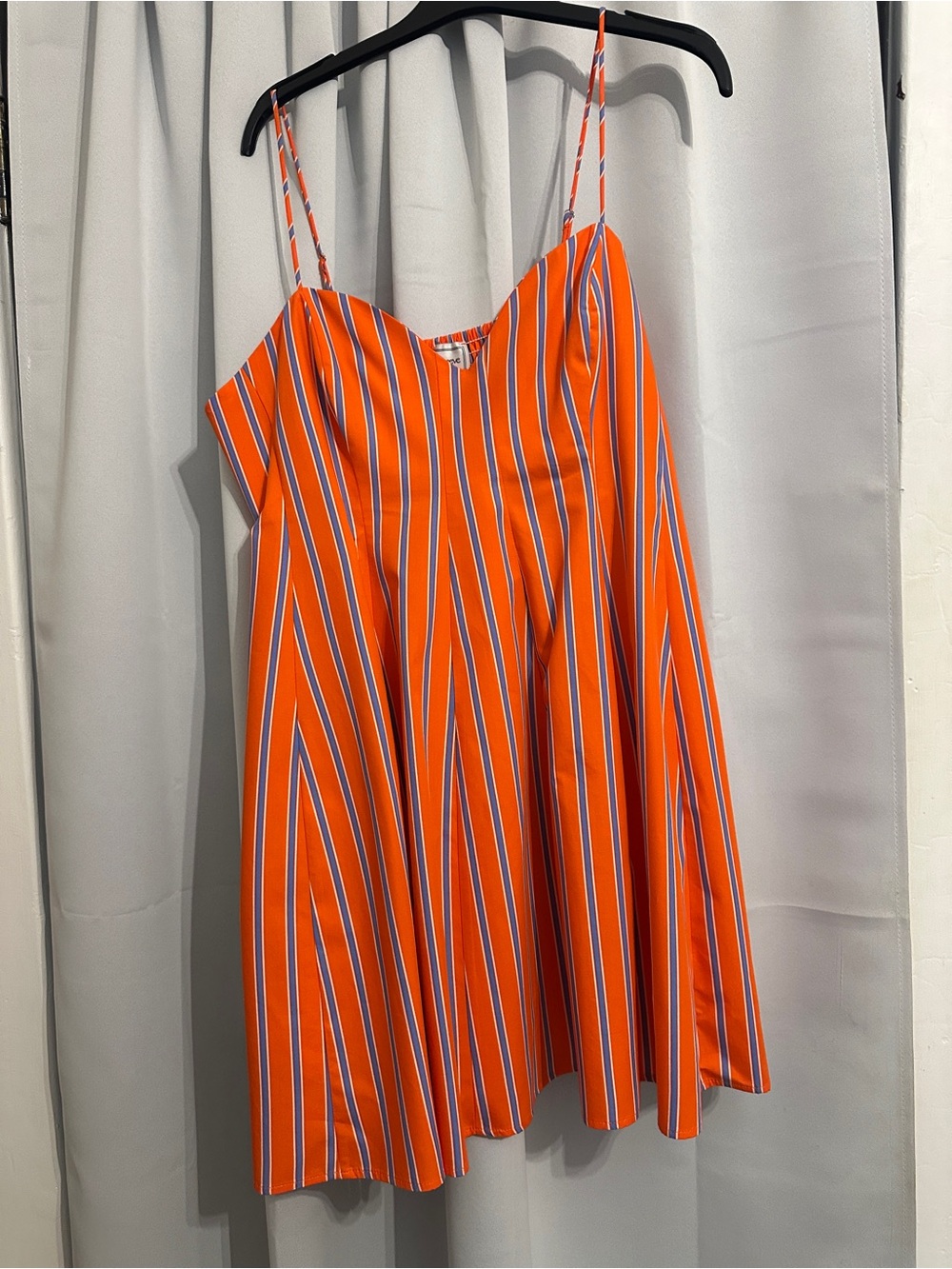 Maeve Orange Striped Spaghetti-Strap Fit & flare dress